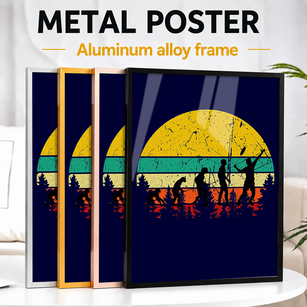 Badminton Photo - Badminton Evolution Retro Gerahmtes Aluminium-Metallposter, Individuelles