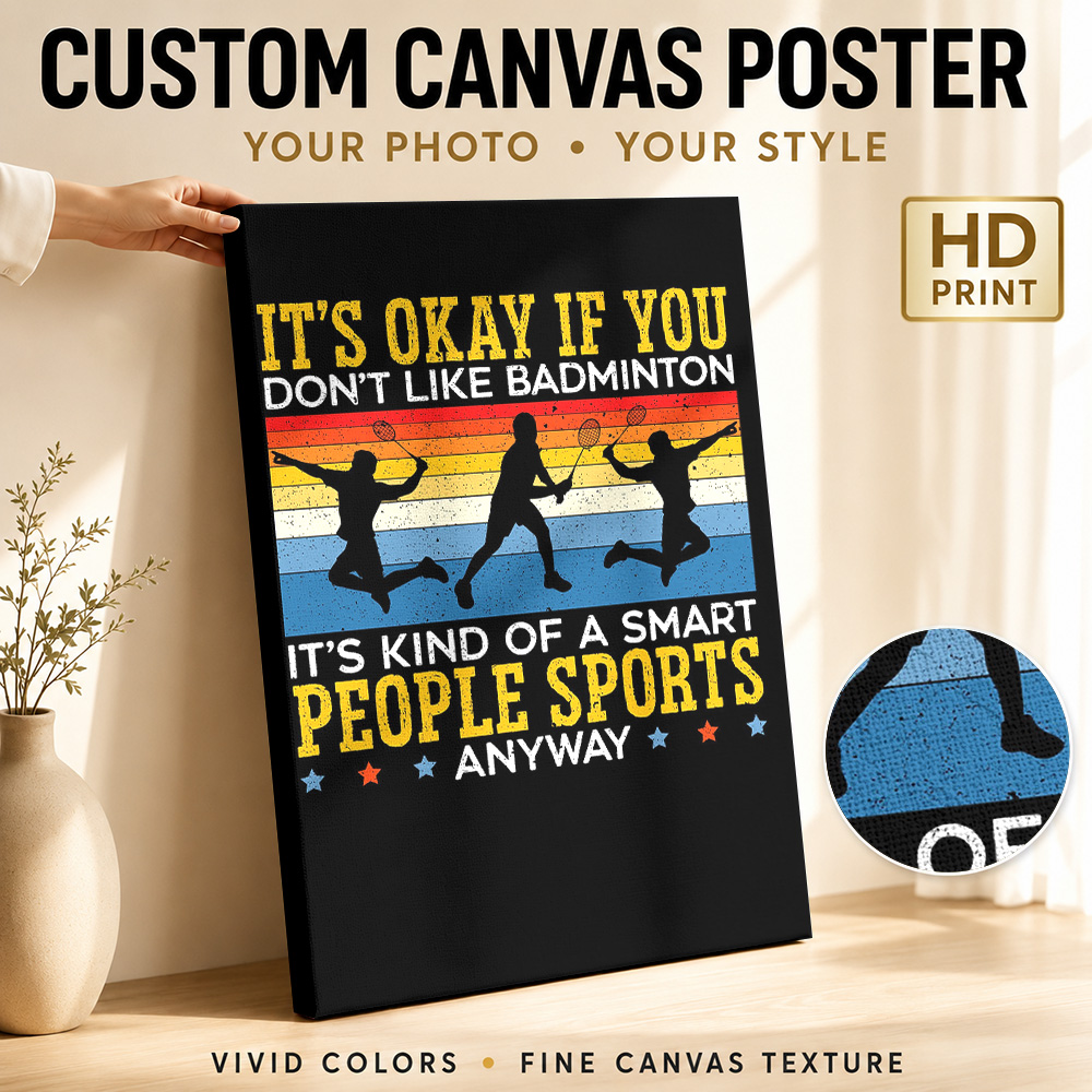 Badminton Photo - Badminton-Spieler Leinwand-Poster, personalisiertes Foto, Sportporträt, Wandgemälde,