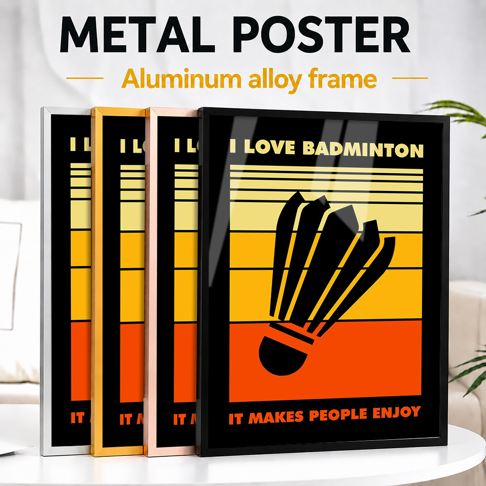 Badminton Photo - Badminton-Metallposter mit Aluminiumlegierungsrahmen, personalisiertes Foto im
