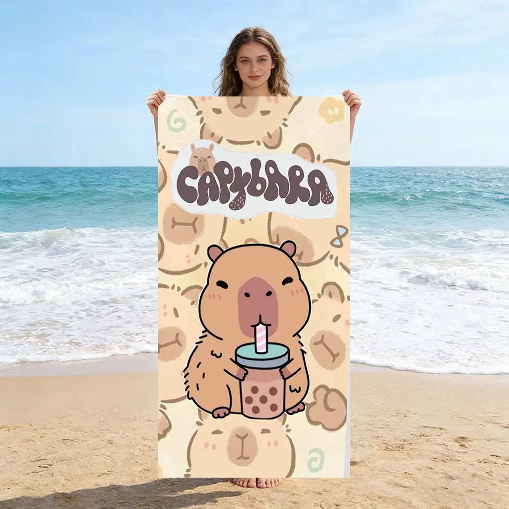 Towel Small Sport - Capybara Cartoon Strandtuch, schnell trocknend, klein